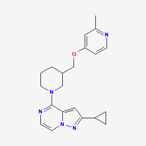 molecular formula C21H25N5O B12244499 4-[(1-{2-Cyclopropylpyrazolo[1,5-a]pyrazin-4-yl}piperidin-3-yl)methoxy]-2-methylpyridine 