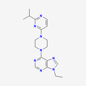 molecular formula C18H24N8 B12244516 9-ethyl-6-{4-[2-(propan-2-yl)pyrimidin-4-yl]piperazin-1-yl}-9H-purine 