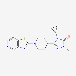 molecular formula C17H20N6OS B12244552 4-cyclopropyl-1-methyl-3-(1-{[1,3]thiazolo[4,5-c]pyridin-2-yl}piperidin-4-yl)-4,5-dihydro-1H-1,2,4-triazol-5-one 