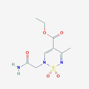 molecular formula C9H13N3O5S B12244584 ethyl 2-(carbamoylmethyl)-5-methyl-1,1-dioxo-2H-1lambda6,2,6-thiadiazine-4-carboxylate 