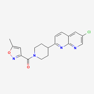 molecular formula C18H17ClN4O2 B12244637 6-Chloro-2-[1-(5-methyl-1,2-oxazole-3-carbonyl)piperidin-4-yl]-1,8-naphthyridine 