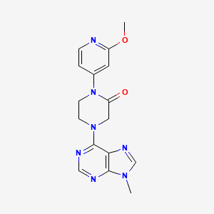 molecular formula C16H17N7O2 B12244652 1-(2-methoxypyridin-4-yl)-4-(9-methyl-9H-purin-6-yl)piperazin-2-one 