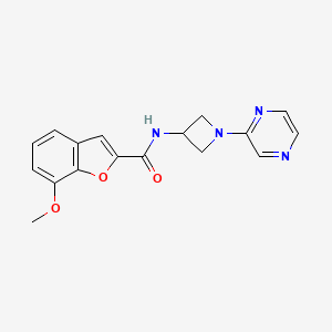 molecular formula C17H16N4O3 B12244667 7-methoxy-N-[1-(pyrazin-2-yl)azetidin-3-yl]-1-benzofuran-2-carboxamide 