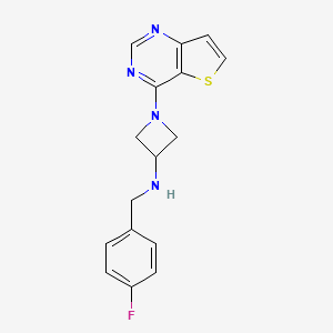 molecular formula C16H15FN4S B12244699 N-[(4-fluorophenyl)methyl]-1-{thieno[3,2-d]pyrimidin-4-yl}azetidin-3-amine 