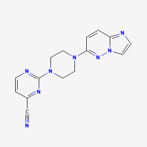 molecular formula C15H14N8 B12244718 2-(4-{Imidazo[1,2-b]pyridazin-6-yl}piperazin-1-yl)pyrimidine-4-carbonitrile 