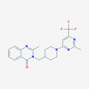 molecular formula C21H22F3N5O B12244729 2-Methyl-3-({1-[2-methyl-6-(trifluoromethyl)pyrimidin-4-yl]piperidin-4-yl}methyl)-3,4-dihydroquinazolin-4-one 