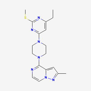 4-Ethyl-6-(4-{2-methylpyrazolo[1,5-a]pyrazin-4-yl}piperazin-1-yl)-2-(methylsulfanyl)pyrimidine