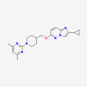 molecular formula C21H26N6O B12244792 2-{4-[({2-Cyclopropylimidazo[1,2-b]pyridazin-6-yl}oxy)methyl]piperidin-1-yl}-4,6-dimethylpyrimidine 