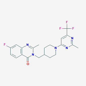 7-Fluoro-2-methyl-3-({1-[2-methyl-6-(trifluoromethyl)pyrimidin-4-yl]piperidin-4-yl}methyl)-3,4-dihydroquinazolin-4-one