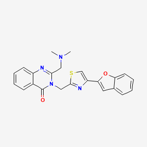 molecular formula C23H20N4O2S B1224491 3-[[4-(2-Benzofuranyl)-2-thiazolyl]methyl]-2-[(dimethylamino)methyl]-4-quinazolinone 