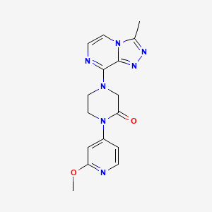 molecular formula C16H17N7O2 B12244920 1-(2-Methoxypyridin-4-yl)-4-{3-methyl-[1,2,4]triazolo[4,3-a]pyrazin-8-yl}piperazin-2-one 