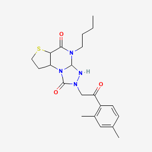 molecular formula C21H28N4O3S B12244922 8-Butyl-11-[2-(2,4-dimethylphenyl)-2-oxoethyl]-5-thia-1,8,10,11-tetraazatricyclo[7.3.0.0^{2,6}]dodeca-2(6),3,9-triene-7,12-dione 