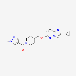 molecular formula C20H24N6O2 B12244925 4-[({2-cyclopropylimidazo[1,2-b]pyridazin-6-yl}oxy)methyl]-1-(1-methyl-1H-pyrazole-4-carbonyl)piperidine 