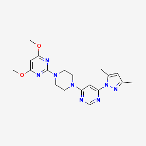 molecular formula C19H24N8O2 B12244926 2-{4-[6-(3,5-dimethyl-1H-pyrazol-1-yl)pyrimidin-4-yl]piperazin-1-yl}-4,6-dimethoxypyrimidine 