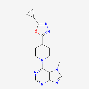 molecular formula C16H19N7O B12245034 6-[4-(5-cyclopropyl-1,3,4-oxadiazol-2-yl)piperidin-1-yl]-7-methyl-7H-purine 