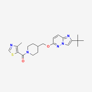 molecular formula C21H27N5O2S B12245061 4-[({2-Tert-butylimidazo[1,2-b]pyridazin-6-yl}oxy)methyl]-1-(4-methyl-1,3-thiazole-5-carbonyl)piperidine 