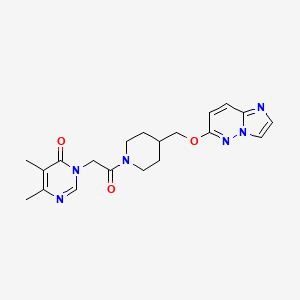 molecular formula C20H24N6O3 B12245108 3-{2-[4-({Imidazo[1,2-b]pyridazin-6-yloxy}methyl)piperidin-1-yl]-2-oxoethyl}-5,6-dimethyl-3,4-dihydropyrimidin-4-one 