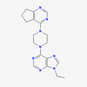 6-(4-{5H,6H,7H-cyclopenta[d]pyrimidin-4-yl}piperazin-1-yl)-9-ethyl-9H-purine