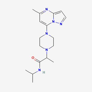 molecular formula C17H26N6O B12245125 2-(4-{5-methylpyrazolo[1,5-a]pyrimidin-7-yl}piperazin-1-yl)-N-(propan-2-yl)propanamide 