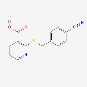 molecular formula C14H10N2O2S B12245140 2-{[(4-Cyanophenyl)methyl]sulfanyl}pyridine-3-carboxylic acid 