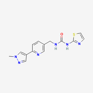 molecular formula C14H14N6OS B12245190 1-{[6-(1-methyl-1H-pyrazol-4-yl)pyridin-3-yl]methyl}-3-(1,3-thiazol-2-yl)urea 