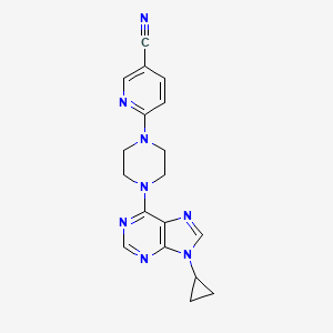 molecular formula C18H18N8 B12245191 6-[4-(9-cyclopropyl-9H-purin-6-yl)piperazin-1-yl]pyridine-3-carbonitrile 