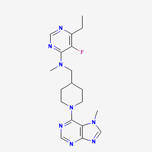 molecular formula C19H25FN8 B12245219 6-ethyl-5-fluoro-N-methyl-N-{[1-(7-methyl-7H-purin-6-yl)piperidin-4-yl]methyl}pyrimidin-4-amine 