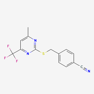 4-({[4-Methyl-6-(trifluoromethyl)pyrimidin-2-yl]sulfanyl}methyl)benzonitrile