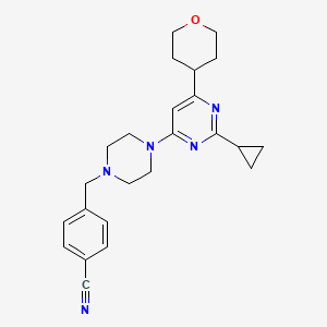 4-({4-[2-Cyclopropyl-6-(oxan-4-yl)pyrimidin-4-yl]piperazin-1-yl}methyl)benzonitrile