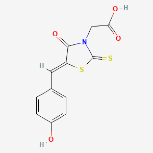 molecular formula C12H9NO4S2 B1224530 2-[(5Z)-5-[(4-hydroxyphenyl)methylidene]-4-oxo-2-sulfanylidene-1,3-thiazolidin-3-yl]acetic acid 