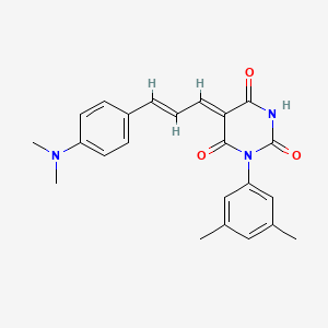 molecular formula C23H23N3O3 B1224531 (5Z)-5-{(2E)-3-[4-(dimethylamino)phenyl]prop-2-en-1-ylidene}-1-(3,5-dimethylphenyl)pyrimidine-2,4,6(1H,3H,5H)-trione 