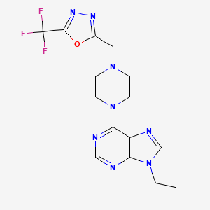 9-ethyl-6-(4-{[5-(trifluoromethyl)-1,3,4-oxadiazol-2-yl]methyl}piperazin-1-yl)-9H-purine