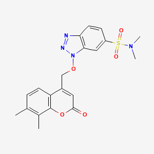 molecular formula C20H20N4O5S B1224537 3-[(7,8-dimethyl-2-oxo-1-benzopyran-4-yl)methoxy]-N,N-dimethyl-5-benzotriazolesulfonamide 