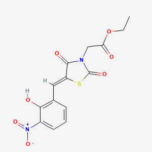 molecular formula C14H12N2O7S B1224541 ethyl 2-[(5Z)-5-[(2-hydroxy-3-nitrophenyl)methylidene]-2,4-dioxo-1,3-thiazolidin-3-yl]acetate 