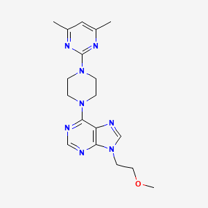 molecular formula C18H24N8O B12245456 6-[4-(4,6-dimethylpyrimidin-2-yl)piperazin-1-yl]-9-(2-methoxyethyl)-9H-purine 