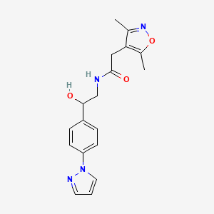 molecular formula C18H20N4O3 B12245467 2-(3,5-dimethyl-1,2-oxazol-4-yl)-N-{2-hydroxy-2-[4-(1H-pyrazol-1-yl)phenyl]ethyl}acetamide 