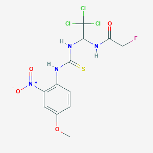 molecular formula C12H12Cl3FN4O4S B1224549 2-fluoro-N-[2,2,2-trichloro-1-[[(4-methoxy-2-nitroanilino)-sulfanylidenemethyl]amino]ethyl]acetamide 