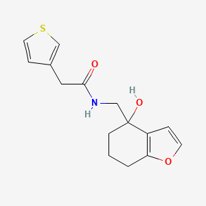 N-[(4-hydroxy-4,5,6,7-tetrahydro-1-benzofuran-4-yl)methyl]-2-(thiophen-3-yl)acetamide