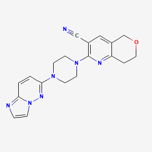 molecular formula C19H19N7O B12245543 2-(4-{imidazo[1,2-b]pyridazin-6-yl}piperazin-1-yl)-5H,7H,8H-pyrano[4,3-b]pyridine-3-carbonitrile 