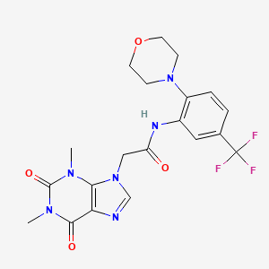 molecular formula C20H21F3N6O4 B1224555 2-(1,3-dimethyl-2,6-dioxo-9-purinyl)-N-[2-(4-morpholinyl)-5-(trifluoromethyl)phenyl]acetamide 