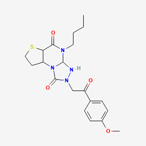 molecular formula C20H26N4O4S B12245566 8-Butyl-11-[2-(4-methoxyphenyl)-2-oxoethyl]-5-thia-1,8,10,11-tetraazatricyclo[7.3.0.0^{2,6}]dodeca-2(6),3,9-triene-7,12-dione 