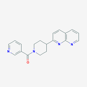 molecular formula C19H18N4O B12245585 2-[1-(Pyridine-3-carbonyl)piperidin-4-yl]-1,8-naphthyridine 