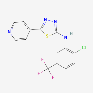 molecular formula C14H8ClF3N4S B1224560 N-[2-chloro-5-(trifluoromethyl)phenyl]-5-pyridin-4-yl-1,3,4-thiadiazol-2-amine 