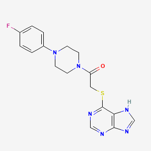 molecular formula C17H17FN6OS B12245683 1-[4-(4-fluorophenyl)piperazin-1-yl]-2-(7H-purin-6-ylsulfanyl)ethanone 