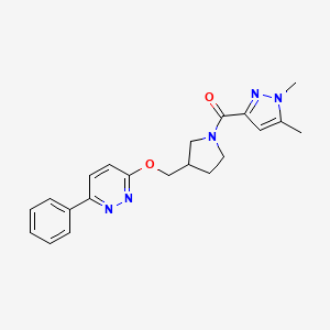 3-{[1-(1,5-dimethyl-1H-pyrazole-3-carbonyl)pyrrolidin-3-yl]methoxy}-6-phenylpyridazine