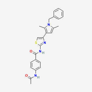 molecular formula C25H24N4O2S B1224574 4-acetamido-N-[4-[2,5-dimethyl-1-(phenylmethyl)-3-pyrrolyl]-2-thiazolyl]benzamide 