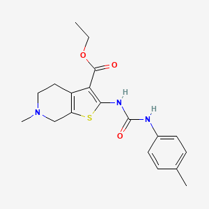molecular formula C19H23N3O3S B1224579 6-methyl-2-[[(4-methylanilino)-oxomethyl]amino]-5,7-dihydro-4H-thieno[2,3-c]pyridine-3-carboxylic acid ethyl ester 