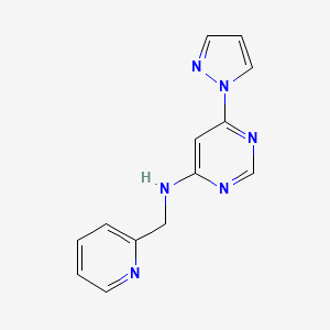 molecular formula C13H12N6 B12245804 6-(1H-pyrazol-1-yl)-N-[(pyridin-2-yl)methyl]pyrimidin-4-amine 