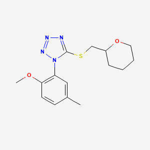 molecular formula C15H20N4O2S B1224583 1-(2-Methoxy-5-methylphenyl)-5-(2-oxanylmethylthio)tetrazole 