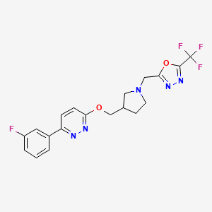 3-(3-Fluorophenyl)-6-[(1-{[5-(trifluoromethyl)-1,3,4-oxadiazol-2-yl]methyl}pyrrolidin-3-yl)methoxy]pyridazine